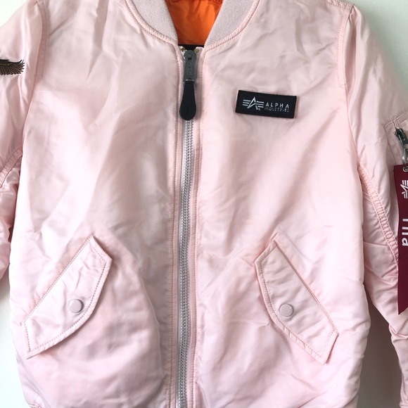 Aritzia X Alpha Industries Light Pink / Orange reversible Bomber Jacket - Size S - Picture 5 of 13